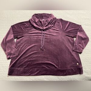 LIVI Cowl Neck Drawstring Long Sleeve Comfort Fit Velvet Pullover 26/28